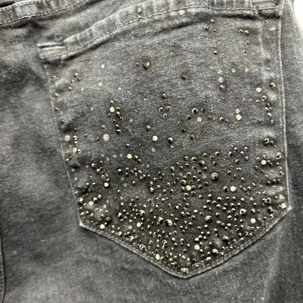 NYDJ Women's Black Original Slimming Fit Bootcut Rhinestones Back Pocket Size 6P - Picture 5 of 8